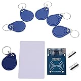 IZOKEE RFID Kit, MFRC RC522 RFID-RC522 RF IC Card Reader Sensor Module with S50 13.56MHz RFID Smart Card and Key Ring for Arduino Raspberry Pi Mifare, 5pcs Extra Key Rings as Gift (1 Set)