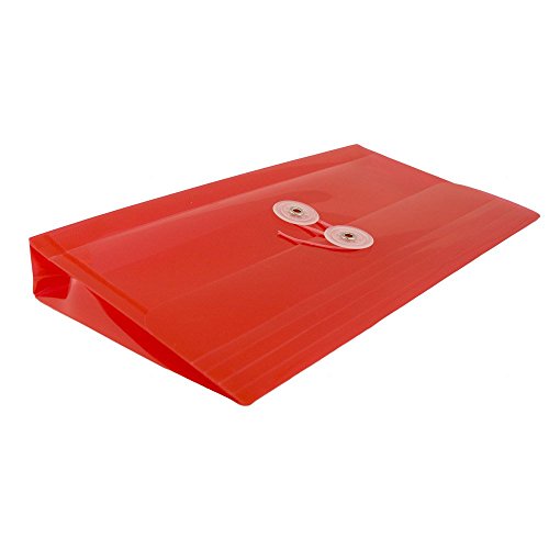 JAM PAPER Plastic Envelopes with Button & String Tie Closure - #10 Business Booklet - 5 1/4 x 10 - Red - 12/pack - Thumbnail 3