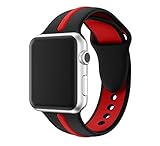 EloBeth iWatch Band 44mm 42mm,Soft Silicone Sport Replacement Wrist Strap Stripe Color Splicing Compatible with Apple Watch Series 4/3/2/1 Nike+ Sport Edition