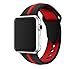 EloBeth iWatch Band 44mm 42mm, Soft Silicone Sport Replacement Wrist Strap Stripe Color Splicing Compatible Apple Watch Series 4/3/2/1 Nike+ Sport Edition Smart IWatch (Stripe Black/Red, 44/42mm)
