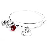 Meolin Multi-element Message Charm Expandable Wire Bangle Bracelet Best Gifts,Love the moon,2.5-2.6in