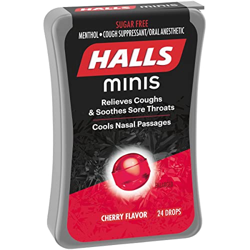 Halls Minis Cherry Flavor Sugar Free Cough Drops, 8 Packs of 24 (192