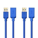 Cable Matters 2-Pack USB to USB Extension Cable (USB 3.0 Extension Cable) in Blue 3 Feet for Oculus Rift, HTC Vive, PlayStation VR Headset and More