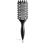 Curl Defining Brush for Curly Hair, Vented Detangling Hair Brush for Wet and Dry Styling, Curved Brush for Shaping and Smoothing Curl Clumps, Lightweight Hair Brush （Black）