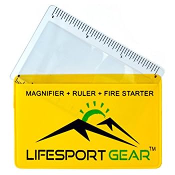 6 Pk Credit Card Fresnel Lens Pocket Magnifier Ruler Emergency Solar Fire Starter -Compact Plastic Magnifying Glass for EDC Home Office Classroom Hobbies & Outdoor Survival Bushcraft 