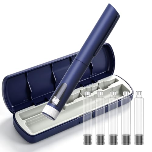 AMAINKI Insulin Pen Set with 5 Glass Cartridges 2 ml, 1–80 IU | Reusable dosing pen with precise adjustment in 1 IU increments, non-slip case and portable design