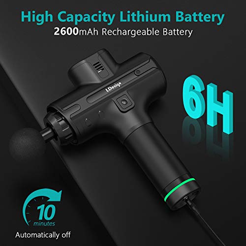 LDesign Massage Gun, High-Torque Brushless Motor Professional Deep Tissue Percussion Muscle Massager, 30 Speed High-Intensity Vibration Quiet Rechargeable Muscle Massager, 11 Massage Heads Portable Massage Gun for Gym Office Home Workout Re