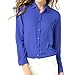 Cekaso Women's Button Up Shirts Solid Collared Sheer Long Sleeve Chiffon Blouse