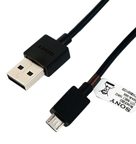 Genuine OEM Sony Micro USB Black Cable EC803 EC-803 for Sony Xperia Z3, Z3 Compact, Xperia Z2, Xperia E, Xperia M, Xperia L, Xperia Z3 Compact Tablet, Xperia in Non Retail Pack