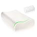 UUQ 100% Organic Latex Contour Pillow for Neck Pain, Medium Firm and Great Sleeping Support, Low&High Ergonomic Contour Design with 1 Pure Cotton Covers, Standard Size(White)