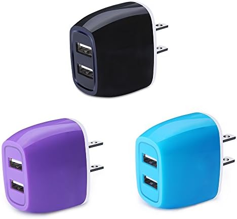 Wall Charger, Kakaly 3-Pack 2.1Amp USB Wall Adapter Dual Port Quick Charger Cube for any iOS or Android Devices: iPhone, iPad Samsung and More.Charger Base,Charger Brick ,Charger Blocks, USB Brick