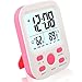FAMICOZY Digital Alarm Clock for Girls Kids Teens,Desk Nightstand Clock with Crescendo Alarm,Repeating Snooze,Week 12/24h,Low Nightlight,Temperature Humidity,Stand or Wall Mount,Hot Pink