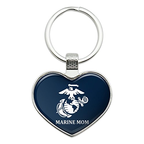 GRAPHICS & MOREMarine Mom USMC White Logo on Blue Officially Licensed Keychain Heart Love Metal Key Chain Ring
