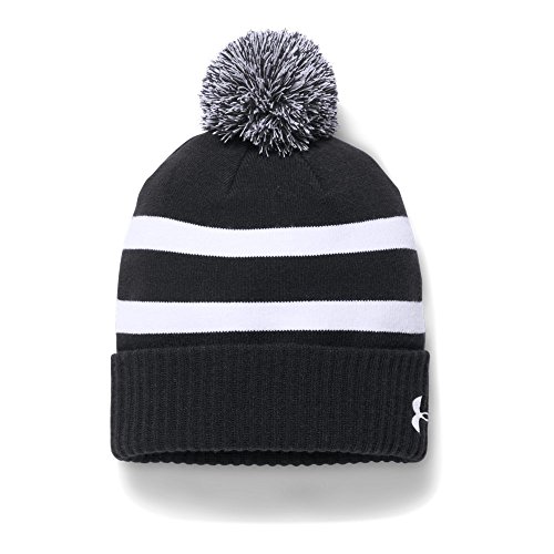 Under Armour Men's Pom Beanie, Black (001)/White, One Size