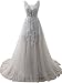 Lady's V Neck Lace Bridesmaids Dress Maxi Prom Dresses Plus Size Mother of The Groom Gown Grey,18w