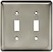 Stamped Steel Round Double Toggle Switch Wall Plate / Switch Plate / Cover, Satin Nickel, Packaging may Vary