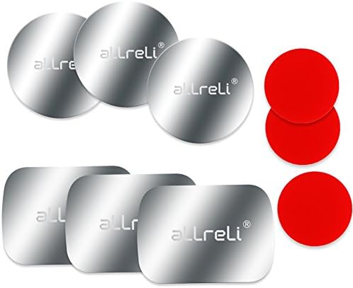 aLLreLi (9 Pack) Metal Plates with Adhesive and 3M Adhesive Tapes for Car Mount Phone Holder Cradle, 6 Pack Metal Plates and 3 Pack Tapes