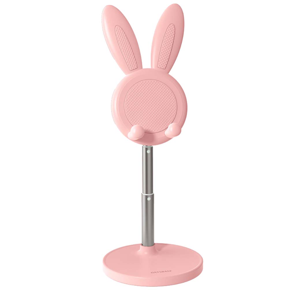 Hemobllo Rabbit Phone Holder- Bunny Phone Stand Adjustable Mobile Rack Tablet Stand Desktop Holder Support (Pink)