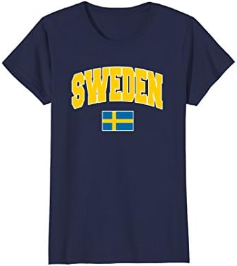 Womens Sweden Flag T-Shirt Swedish National Pride Vacation Tee Medium Navy