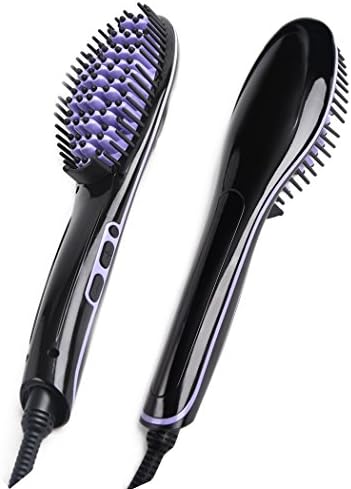 Hair Straightener Brush Anti Static Ceramic Heating Detangling Hair Brush Faster Straightening Styling Tools Hair Straightening Iron Black Color