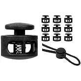 DPWOUM 10Pcs Black Shoe Lace Tie Locks Double Hole Drawstring Stopper Fastener Elastic Drawstring Toggle Stopper Fastener for Shoelaces Paracord Clothing Bag