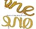 LOVELY BITON(TM 1st First Birthday One Cake Topper Decoration Single Sided Double Gold Glitter