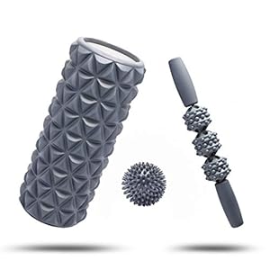 FitBeast Foam Roller Set 2 in 1 for Deep Tissue Muscle Massage, Trigger Point Foam Roller Massage Stick and Massage Ball…