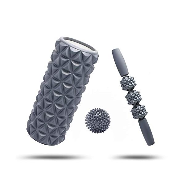 FitBeast Foam Roller Set 2 in 1 for Deep Tissue Muscle Massage, Trigger Point Foam Roller Massage Stick and Massage Ball…