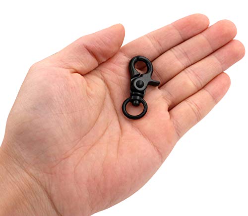 BIKICOCO 2/5\'\' Swivel Trigger Snap Hook Lobster Claw Clasp Spring Loaded Clip, O-Ring Ended, Black - Pack of 10