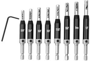 Lyshujli 8Pcs Self Centering Drill Bit Set, 1/4" Hex Shank Self Centering Hinge Tapper Core Hole Puncher 5/64'' 7/64'' 9/64'' 11/64'' 13/64'' 5mm 1/4''