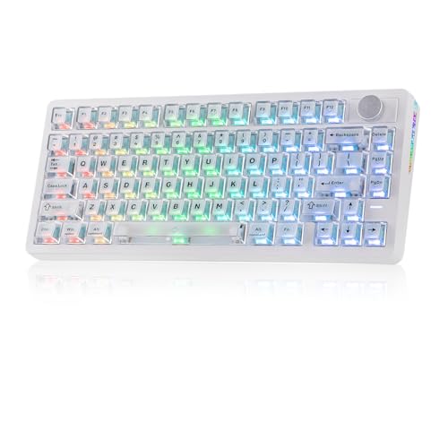 EPOMAKER HE75 V2 Hall Effect Gaming Keyboard, 8K Polling & 0.1ms, 8000mAh & 2.4Ghz/BT, Hot Swap Key & Knob, 0.005mm Adjustable Actuation, Rapid Triggering, Creamy & Thocky (White)