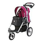 Sturdy Dog Stroller, Cat Stroller for Heavy Everyday Use, Air Filled Tires with Suspensions (Berry/ Black)