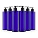Newday Bottles, 8 Oz Cobalt Blue Empty Plastic Bottles Cylinder PET BPA-Free with Black Lotion Pumps, Pack of 6