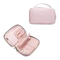 DYJKOUG Women Travel Jewelry Storage Organizer Bag Portable Multifunction Jewelry Box for Necklace Earrings Ring Bracelet (Pink)