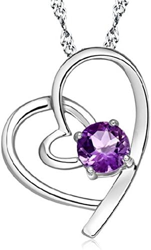 CHAKNOE Crystal Simple Pendant Fashion Women Female Sexy Weeding Gift Heart Necklace(Purple)
