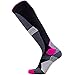 Thermal Compression Ski Socks – Warm Socks for Skiing and Snowboarding (S, Black/Neon Pink)