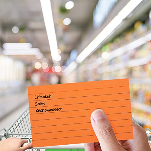 Koogel Karteikarte Linierte, 300 Blätter Linierte Lernkarten 125 mm x 75 mm Karteikarten 8 Farbenin für Unterwegs Vokabel Lernen Büro Schule Präsentation