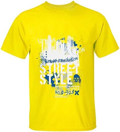 Crossing Mens Building Street Style Graffiti Graphic Text Tshirts XS yellow