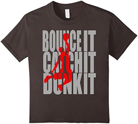 unisex-child Bounce it. Catch it. Dunk it. Basketball Slam Dunk Tee 4 Asphalt