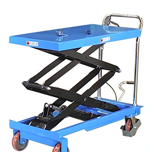 DAZONE Manual Hydraulic Scissors Lift Table Carts 770 lb Max Load Capacity, HighLift Double
