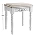 SONGMICS Vanity Stool, Comfortable Dressing, Padded Cushioned Bench with Rubber Wood Legs, Capacity 286lb, Easy Assembly, , White With Floral