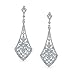 Art Deco Style Fan Teardrop Crystal Chandelier Prom Statement Earrings For Women For Teen Silver Plated Brass