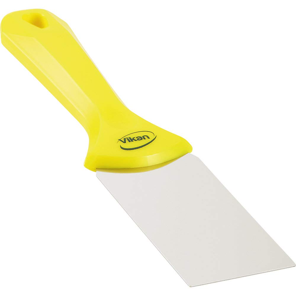 Vikan 40086 Stainless Steel Hand Scraper, Yellow, 235mm Length, 50mm Width, 22mm Height