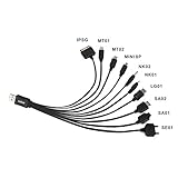 Daffodil TC03 - Universal Mobile Phone Charger - USB Cell Phone Charging Cable - Multicharger for: HTC / Samsung / iPhone / iPod / Nokia / ZTE / LG / Blackberry