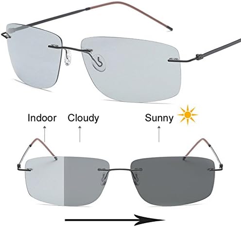 Photochromic Polarized Rimless Sunglasses Extreme Discoloration 8.9 g Only