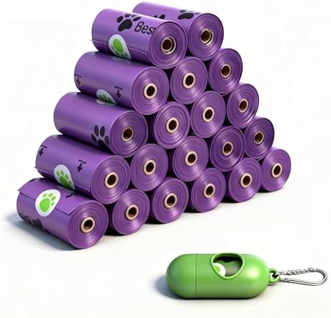 Dog Poo Bags Rolls with Dispenser: Large and Leak Proof Poo Bag for Dogs, Poop Bag 14 Rolls (280 Counts) - 23 x 33cm Dog Waste Bags Sented (Purple)
