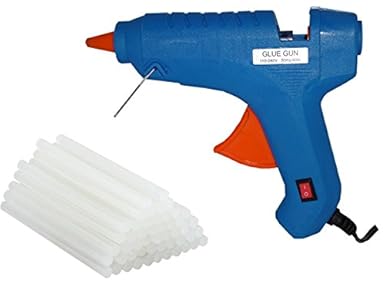 billionBAG Hot Melt Glue Gun kit 80 Watt, High-Tech Electronic PTC heating technology For Bonding Artificial Flowers, Decorations & Furniture Quick Repairs,Blue (20 hot glue gun sticks INCLUDED, Professional Use)