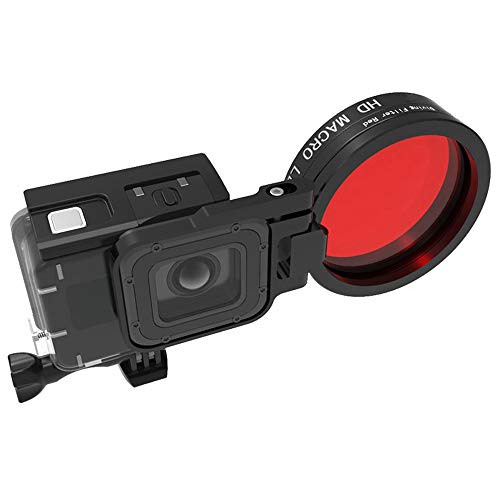 QKOO Professional Dive Lens Kit for GoPro Hero 7 Black/Hero (2018)/6 Black/5 Black Original Waterproof Super Suit Housing Case - 58mm HD Macro Lens Close-Up 24X Filter +Diving Red Filter +Adapter Ring