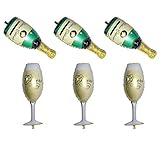 6 Pcs Champagne Bottle Foil Balloons 42 inch Helium