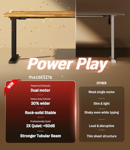 MAIDeSITe T2 Height-Adjustable Desk Frame with 2 Motors, Electric Powerful Table Frame, Height Adjustable with 4 Memory Controls, 125 kg Load Capacity, Anti-Collision System
